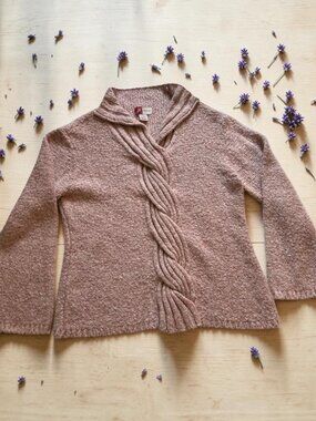 JM Collection Wool Blend‎ Fishermans Sweater Women's Large Pink